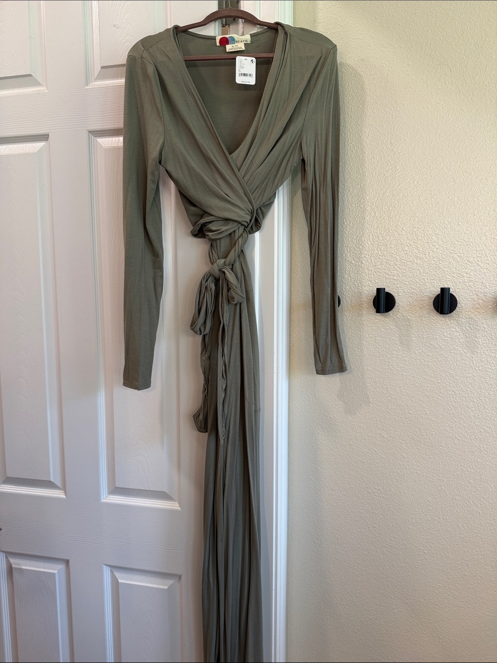 Free People Olive Wrap Maxi Dress with Tie Front